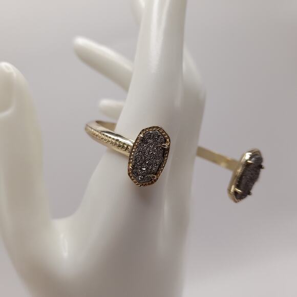 Kendra Scott Elton Cuff Bracelet, Drusy Stones, Gold Tone, 5 3/4 Inches - Picture 2 of 9